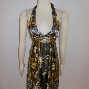 Halter Tie Dress Bronzes/Golds/Blues -Small